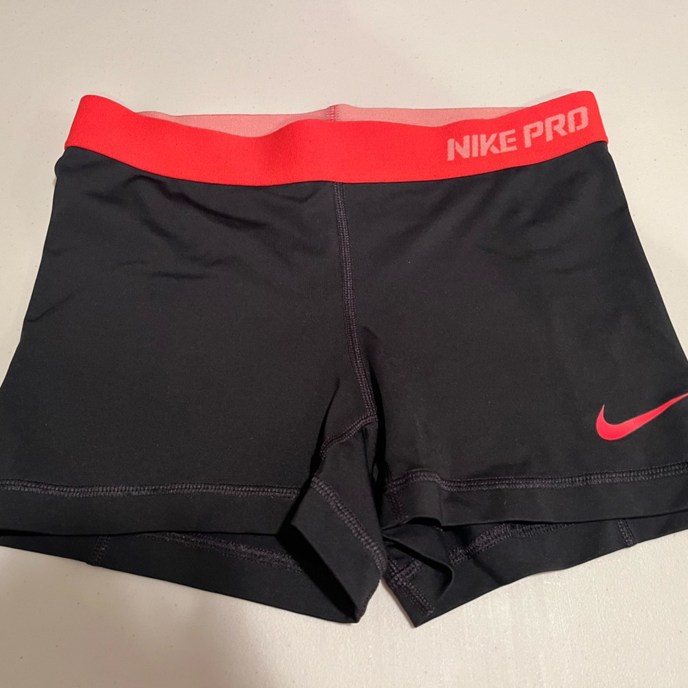 Nike Pro Black and Red Athletic Shorts
